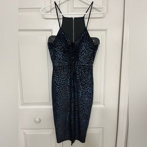 Black and Blue Rose Dress- Size: S